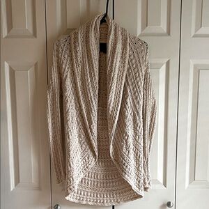 Cynthia Rowley Cream Open-Knit Shawl Collar Cardigan